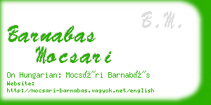 barnabas mocsari business card